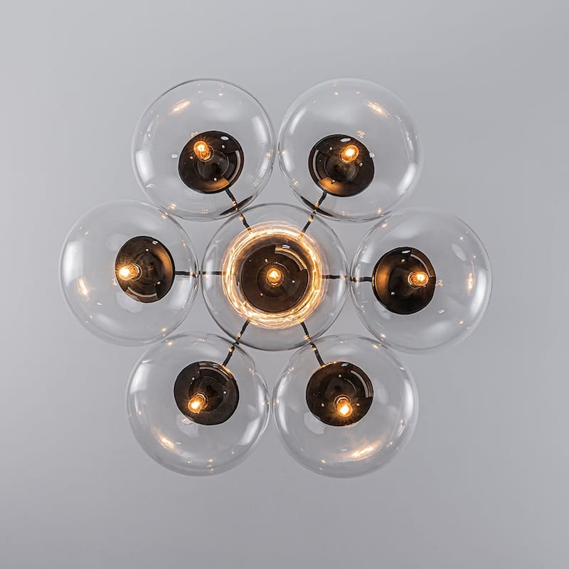 Minimalist 7-Light Glass Globe Bubble Cluster Pendant Chandelier