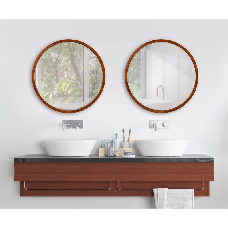 Kate and Laurel McLean Round Wood Framed Wall Mirror