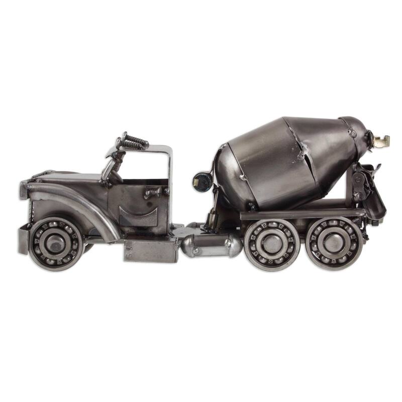 Novica Handmade Rustic Cement Mixer Recycled Metal Sculpture