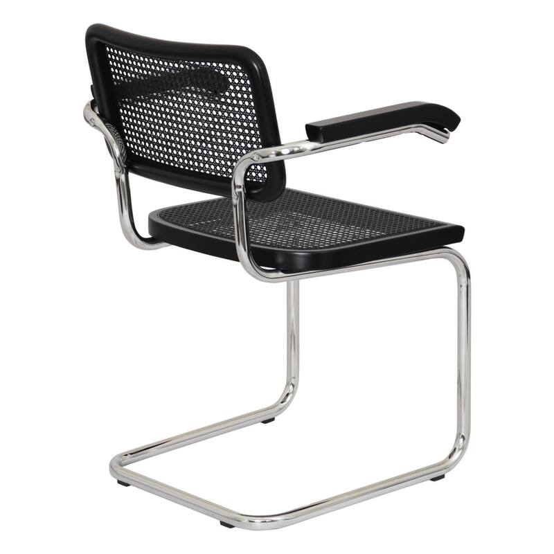 Breuer Chair Company Marcel Breuer Cesca Cane Cantilever Armchair Arm Chair w/ Chrome Steel Frame (Various Wood & Cane Colors)