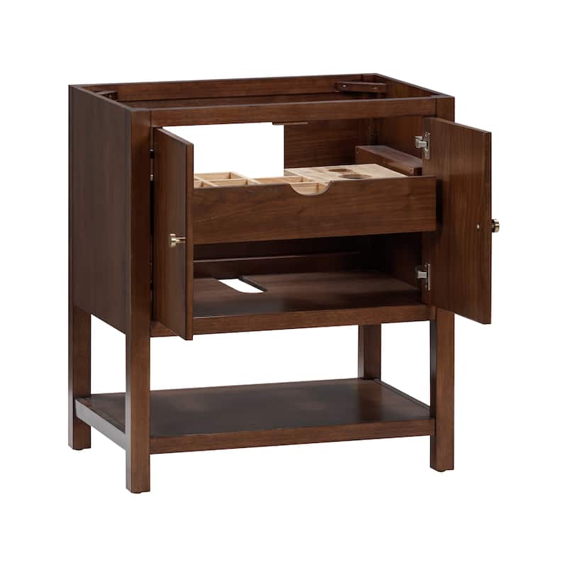 Avanity Zoe 31 in. Vanity Combo in Walnut finish with White Quartz Top