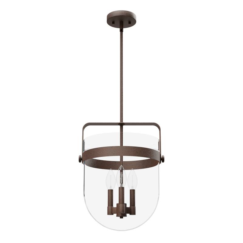 Hunter Karloff Clear Glass Bell-Shaped Pendant - Kitchen Island, Dining Room, Entry - Modern Farmhouse, Rustic, Industrial