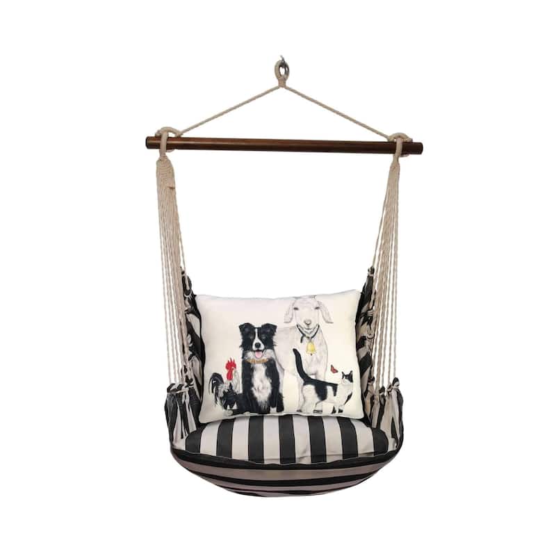 Magnolia Casual Swing Set 4 piece - True Black Stripe w/ Dog and Farm Animals
