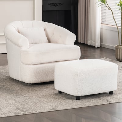 Modern Luxury Velvet Swivel Chair with Ottoman for Various Spaces