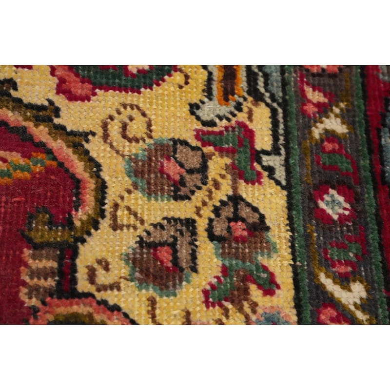 Hand Knotted Oriental 100% Wool Carpet Traditional Floral Red Tabriz Area Rug - 6' 2'' X 4' 7''