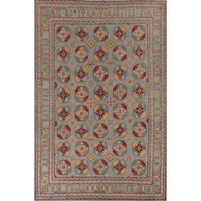 All-Over Geometric Kazak Oriental Area Rug Wool Carpet - 8'5" x 11'9"