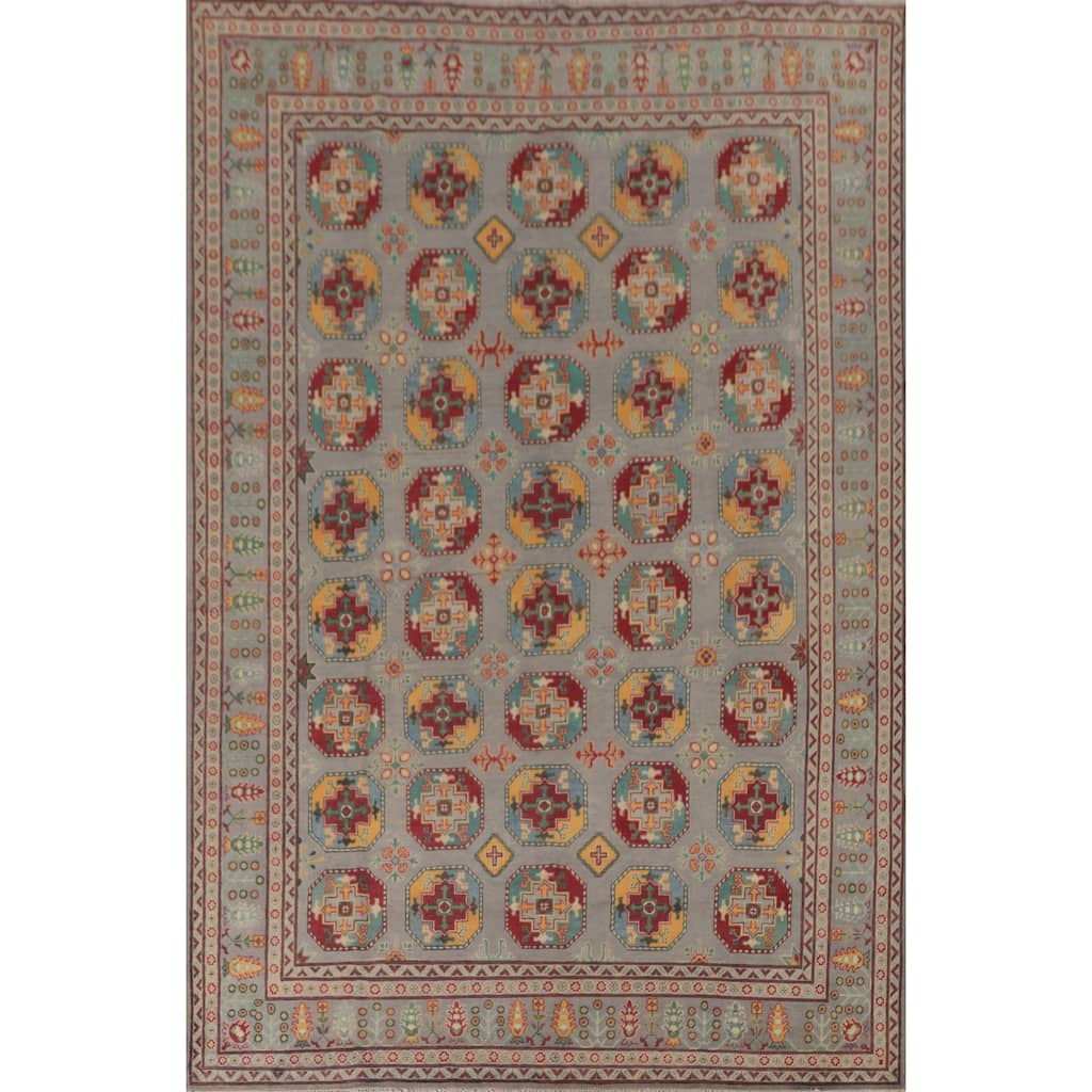 All-Over Geometric Kazak Oriental Area Rug Wool Carpet - 8'5" x 11'9"