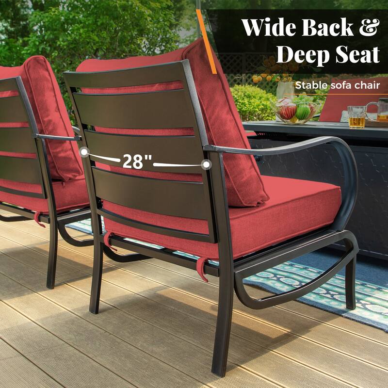 MAISON ARTS Patio Furniture Set 4/6-Piece Outdoor Conversation Set with Gas Fire Pit Table