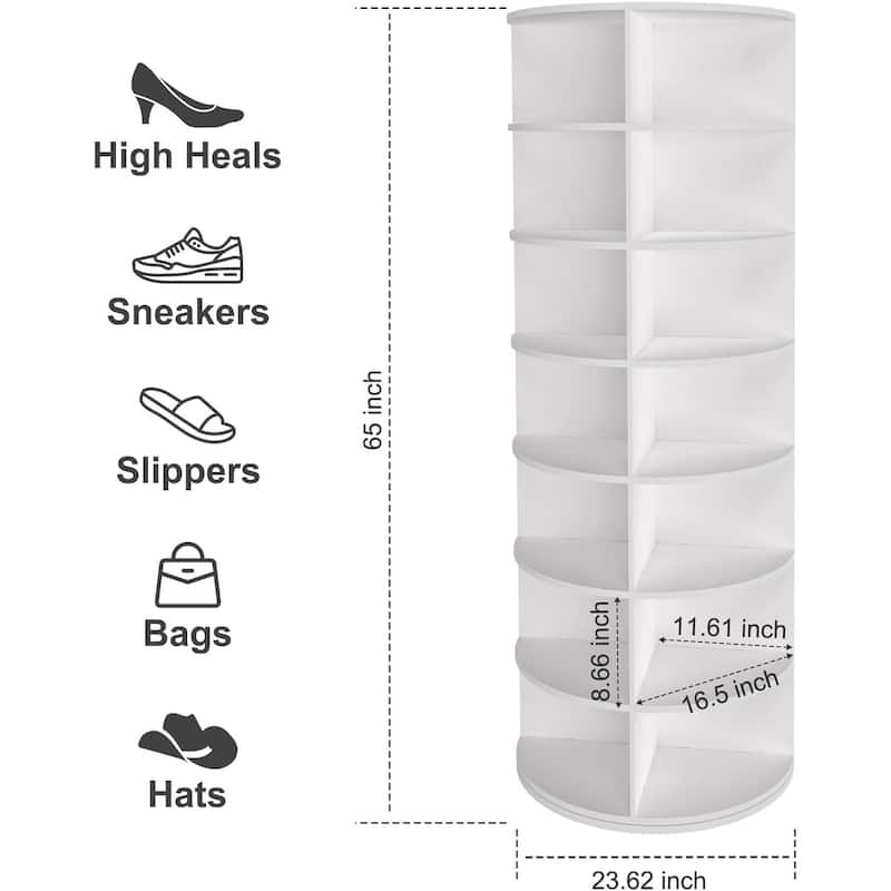 Spinning Shoe Rack Tower with 7 Tiers for 28 Pairs, for Handbag Rotate Shoes Closet Organization, Hallway, Entryway