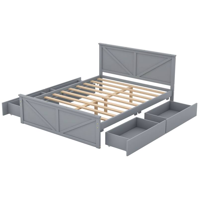 Queen Size Wooden Platform Bed