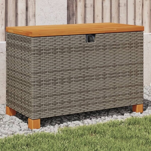 vidaXL Patio Storage Box with Lid Outdoor Cushion Poly Rattan