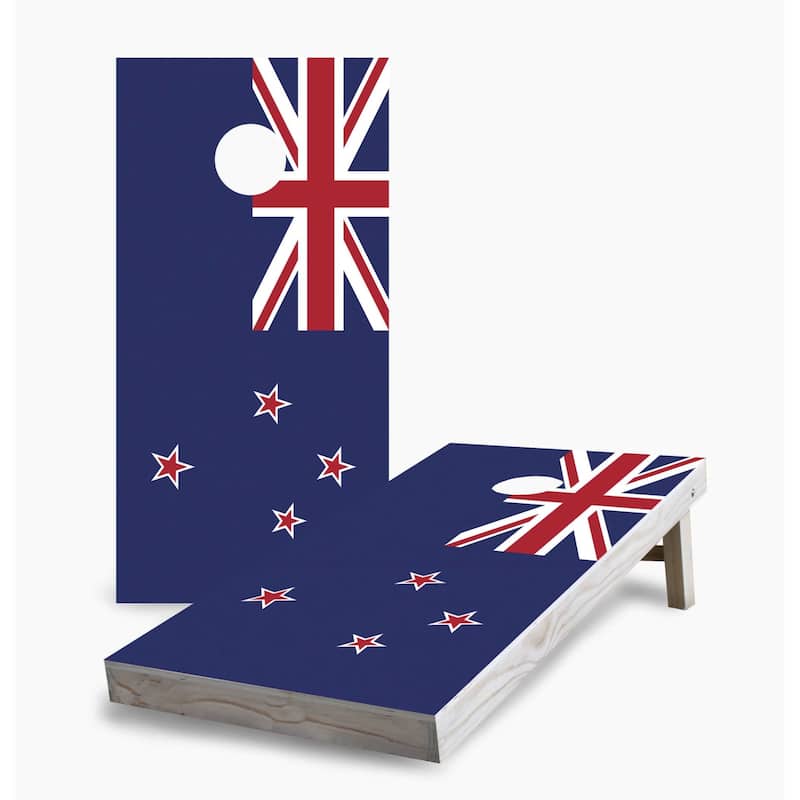New Zealand Flag Cornhole Game (Choose Wraps or Boards) - 2x4 Boards (24" x 48") - Include Hole Lights