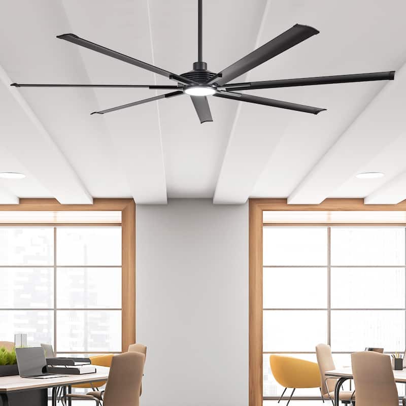 Ceiling Fan Industrial 84" Modern Black 7-Blade LED Light