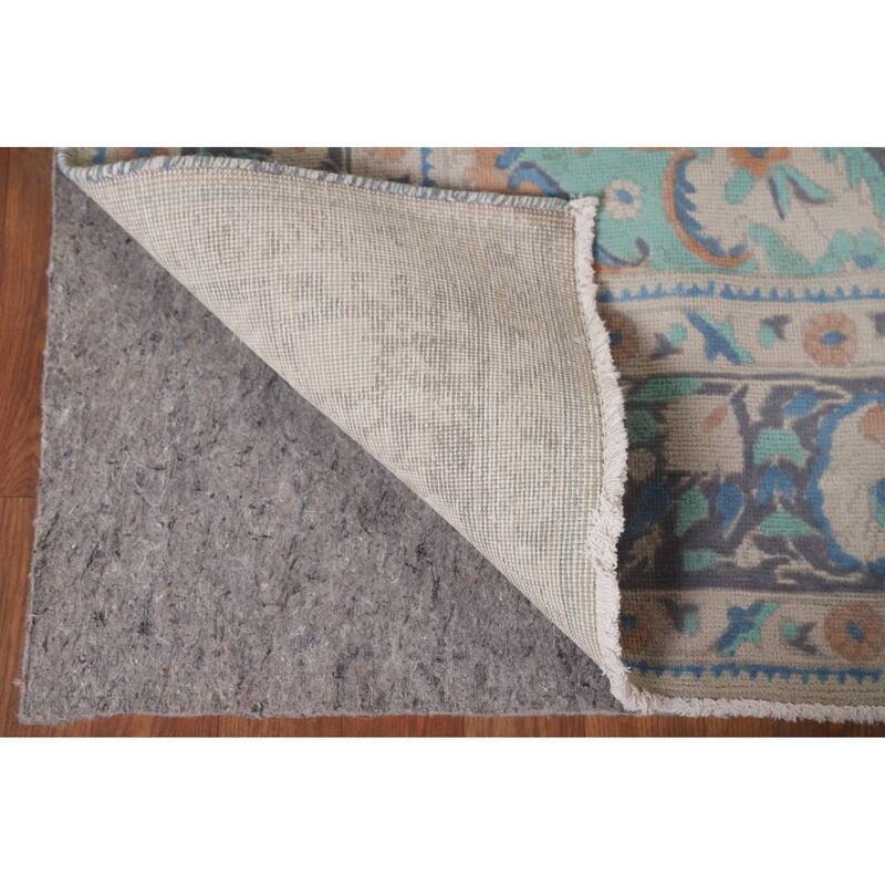 Hand Knotted Oriental 100% Wool Carpet Traditional Floral Beige & Ivories Tabriz Area Rug - 8' 8'' X 6' 5''