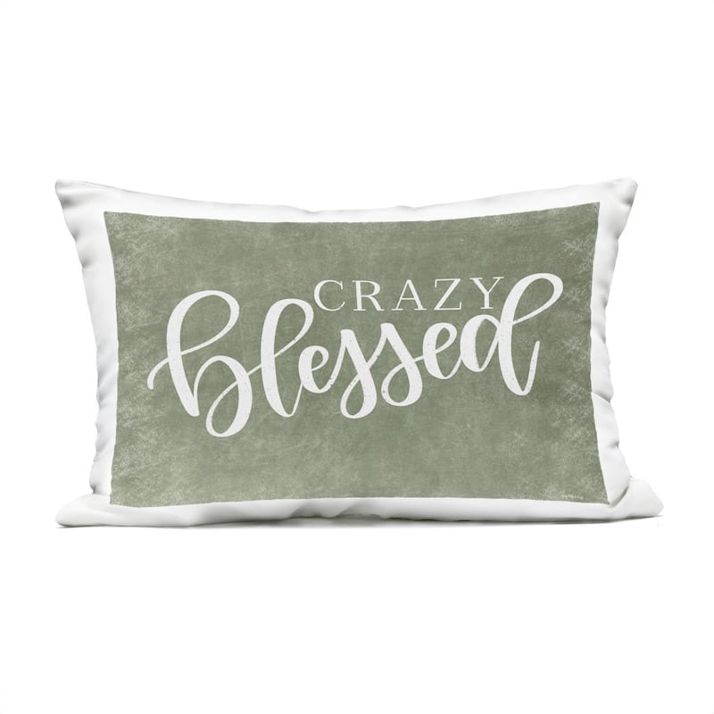 Stupell Crazy Blessed on Green Printed Outdoor Throw Pillow Design by Imperfect Dust - Accent - Polyester - Green - Single