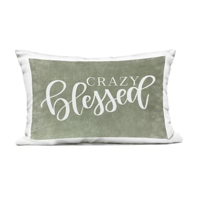 Stupell Crazy Blessed on Green Printed Outdoor Throw Pillow Design by Imperfect Dust