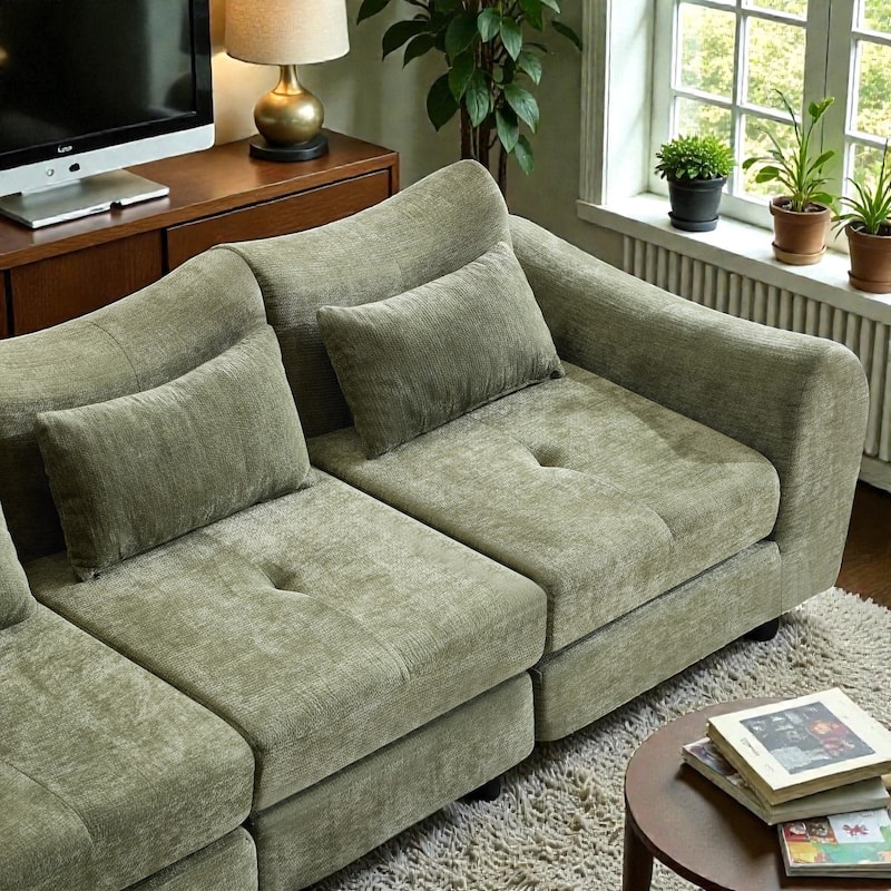 Modular Cloud Sofa, Convertible Folding Sofa Bed, 3-Seat Cushioned Sectional Couch for Living Room Bedroom