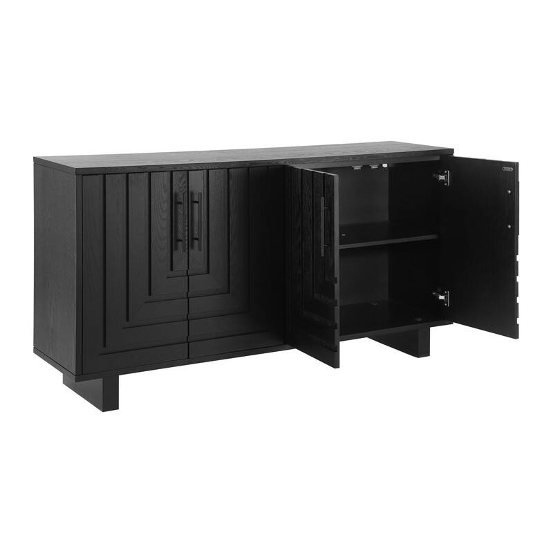 Modern 59" Sideboard Storage Cabinet with 4-Door and Metal Handles for Home Organization