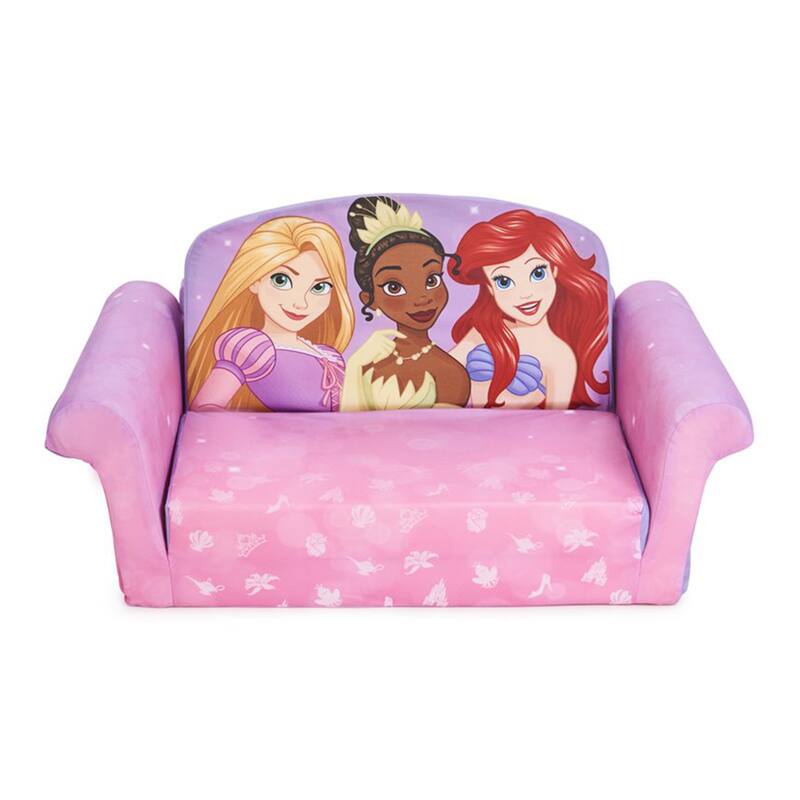 Marshmallow Furniture 2-in-1 Flip Open Couch Kid's Furniture, Disney Princesses - 14.75 x 29.25 x 16 inches