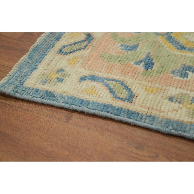 Vegetable Dye Wool Oushak Turkish Area Rug, Medallion Geometric Carpet - 13' 4'' X 9' 10''