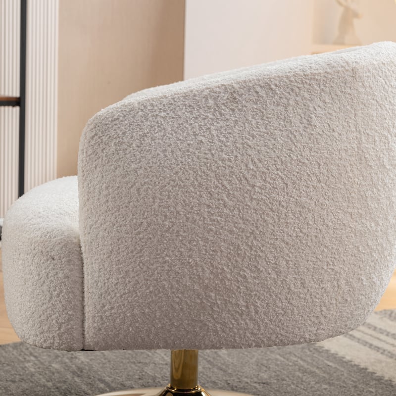Accent Swivel Chair With Gold Metal Round Base