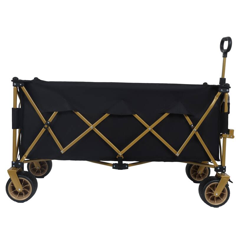 51-Inch Extra-Long Heavy-Duty Folding Utility Wagon - 480lb Capacity with 7" All-Terrain Wheels, Black