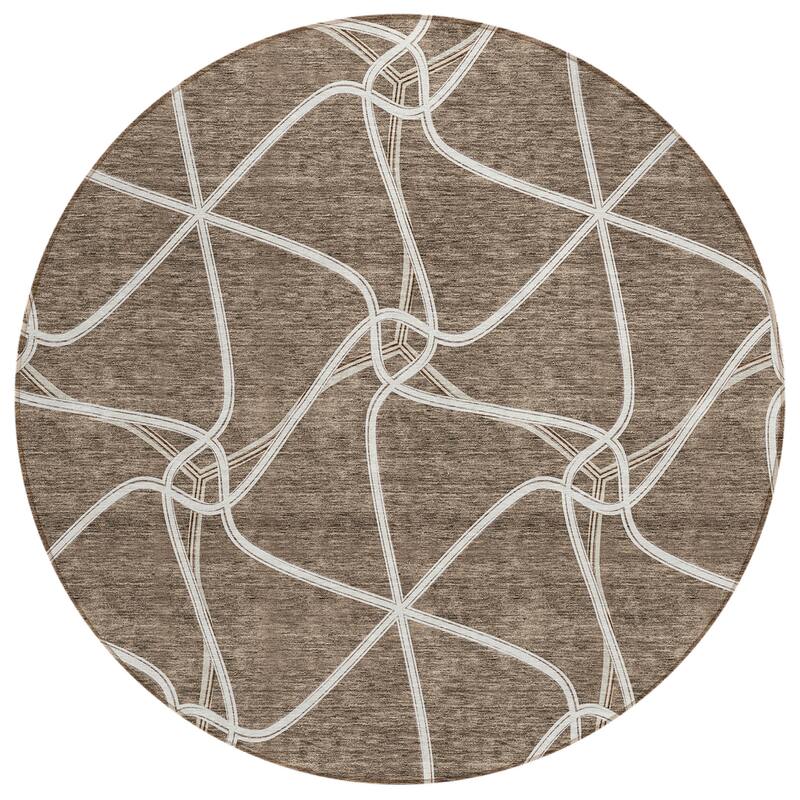 Machine Washable Indoor/ Outdoor Contemporary Links Chantille Rug