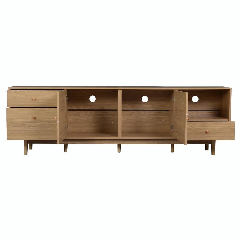 Boho TV Stand, Entertainment Center with Open Storage and Drawers