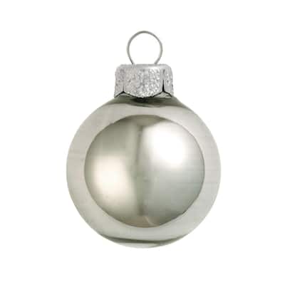 Shiny Glass Christmas Ball Ornaments 2.75" 70mm Pewter Gray 12ct