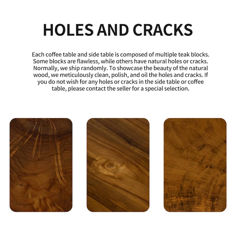 Handcrafted Brown Open Teak Wood Coffee Table Accent Side Table End Table