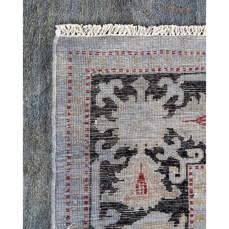Vibrance, One-of-a-Kind Hand-Knotted Area Rug - Gray, 4' 1" x 5' 10" - 4' 1" x 5' 10"