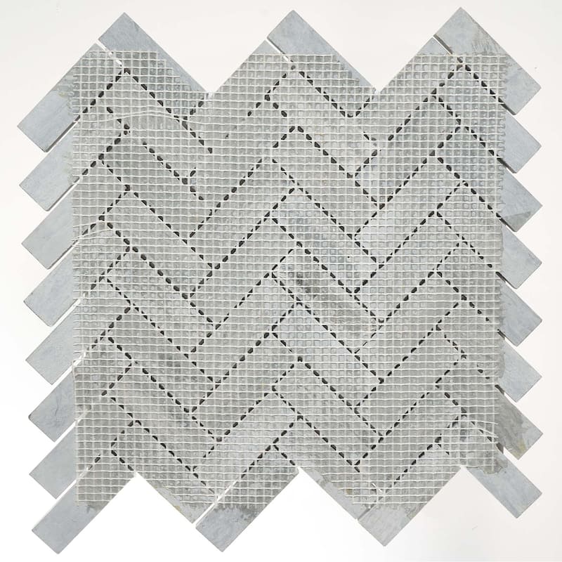 Marinewood Marble 1" x 3" Herringbone Honed Mosaic Tile