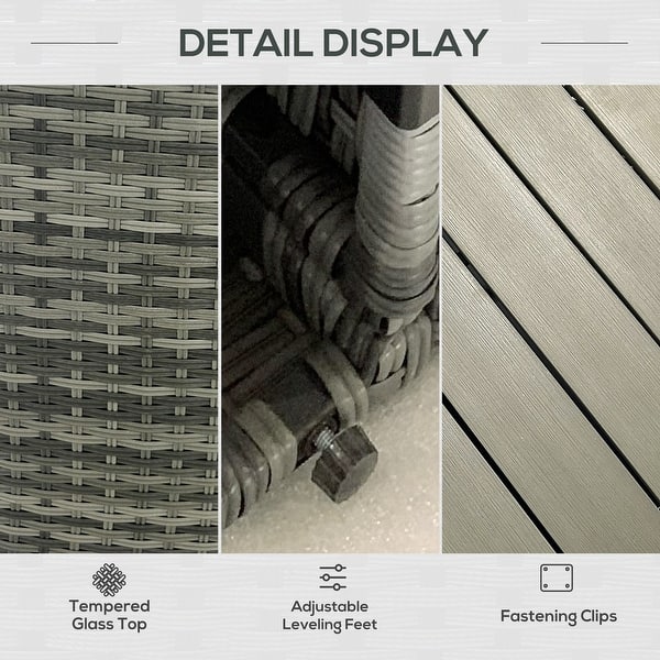 dimension image slide 1 of 2, Outsunny 8 Piece Patio Furniture Set with 4 Rattan Sofa Chairs & 4 Tables, Outdoor Conversation Set with Storage & Umbrella Hole