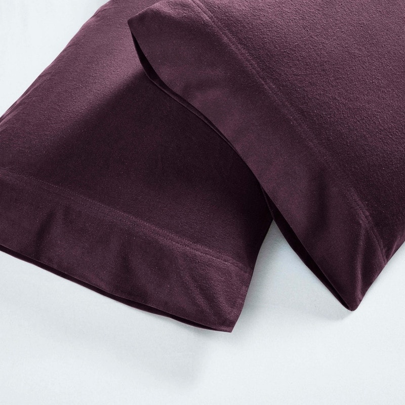 Superior Solid Flannel Cotton Fuzzy Pillowcases, Set of 2