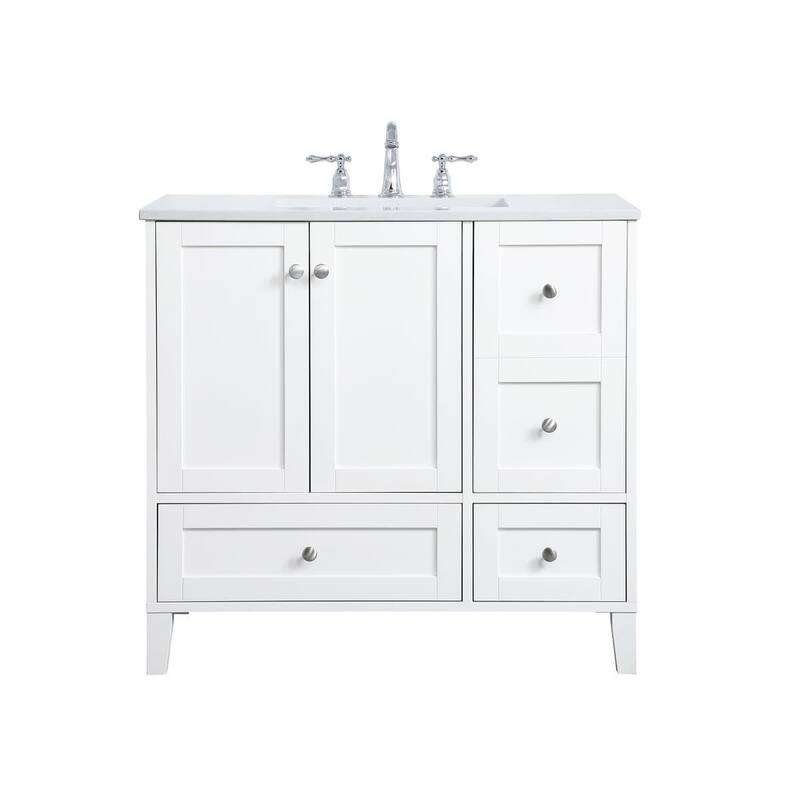 Elegant Lighting Sommerville 36" Free Standing Single Basin Vanity Set - White