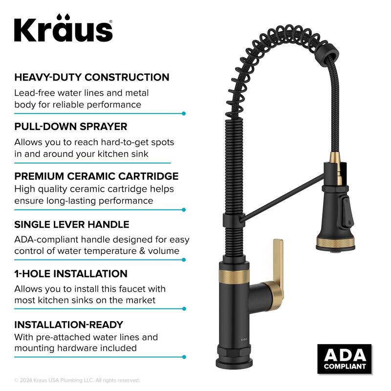 Kraus KPF-4110 Allyn 1.8 GPM Single Hole Pre-Rinse Pull Down Kitchen