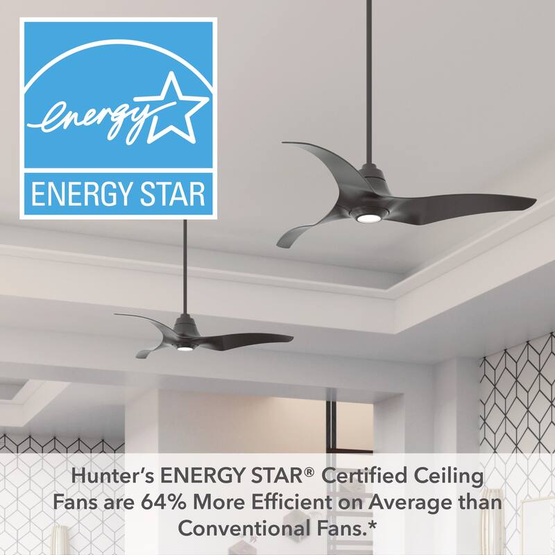 Hunter 60" Arwen Ceiling Fan w/ LED Light Kit, Handheld Remote, Contemporary - ENERGY STAR!