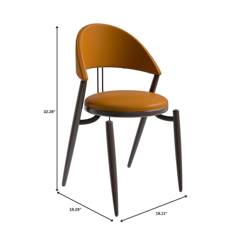 Venice Upholstered Leather Dining Chair (Set of 4) Open Back Accent Side Chair with Iron Legs