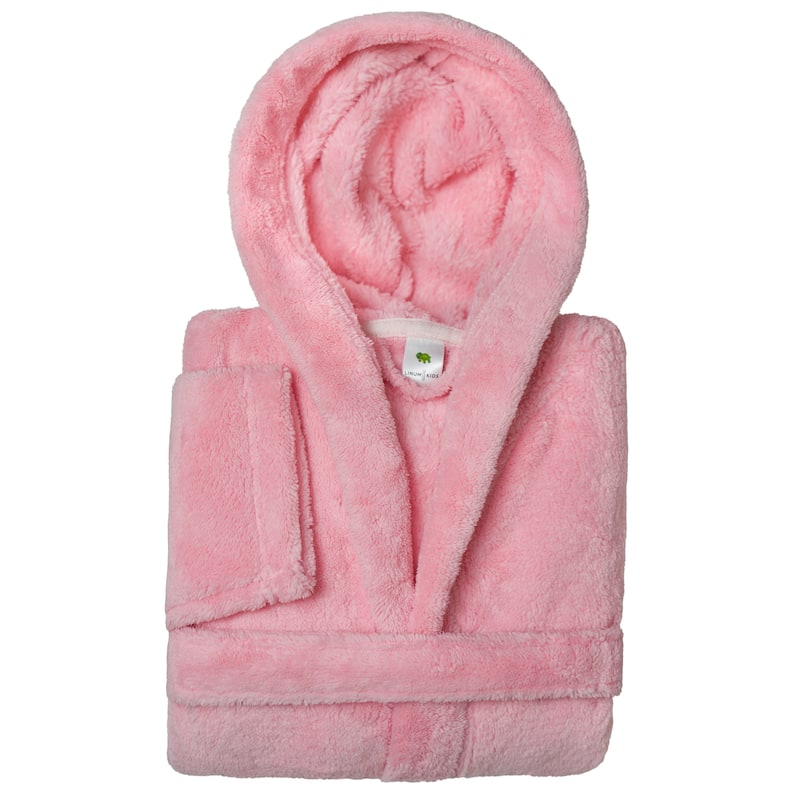 Sweet Kids 100% Polyester SUPER PLUSH Double Brushed Hooded Bathrobe - Medium - Pink