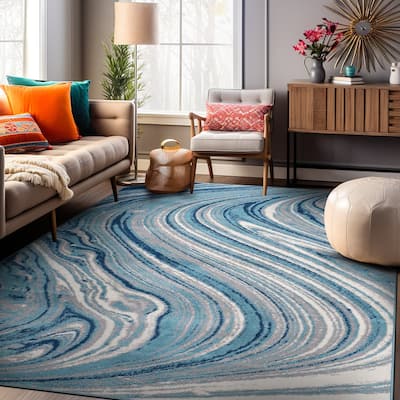 World Rug Gallery Contemporary Abstract Swirl Area Rug