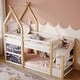 preview thumbnail 11 of 16, Multifunctional Design and House Shape Bunk Bed with Storage Staircase and 2 Blackboards, Twin over Twin, White