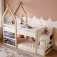 preview thumbnail 11 of 16, Twin over Twin House Bunk Bed with Storage and Blackboards, White