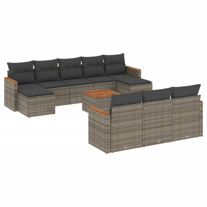 vidaXL Patio Sofa Set with Cushions Outdoor Conversation Furniture Poly Rattan