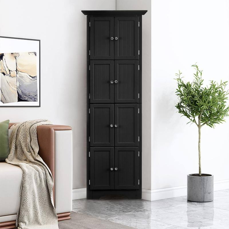 Modern Tall Bathroom Storage Cabinet with Doors and 4 Shelves for Living Room, Kitchen, Office, Bedroom