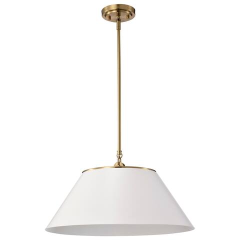 Dover 3 Light Large Pendant White with Vintage Brass