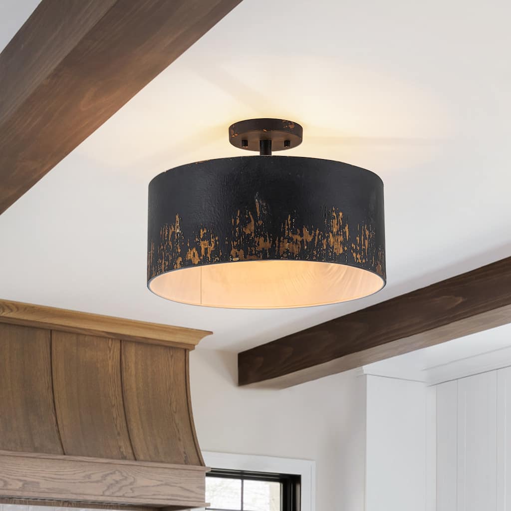 3-Light Drum Semi Flush Mount Ceiling Light