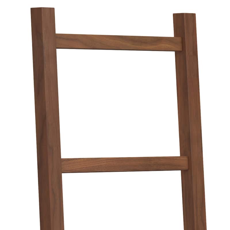 WYNDENHALL Kaitlin SOLID ACACIA WOOD 63x23 inch Contemporary Bath Towel and Blanket Ladder Shelf in Natural Walnut