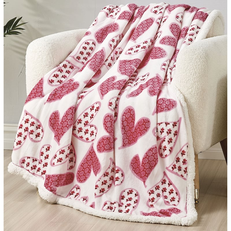 Valentine's Day Blanket - Ultra Soft Microplush Throw 50 x60 with Heart Design | Cozy, Durable & Machine Washable