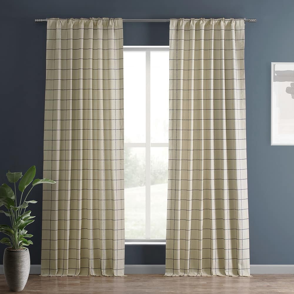 Exclusive Fabrics Textured Printed Cotton Light Filtering Curtains for Bedroom and Living room Curtains (1 Panel)