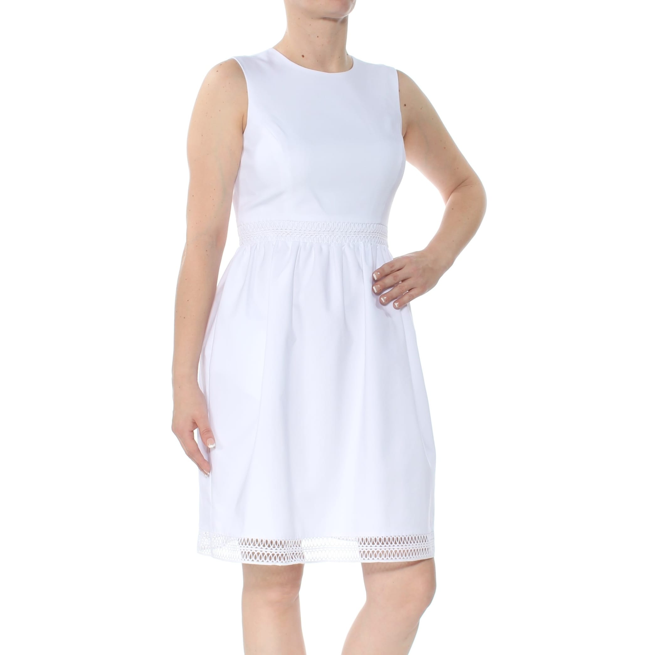 white lace fit and flare dress